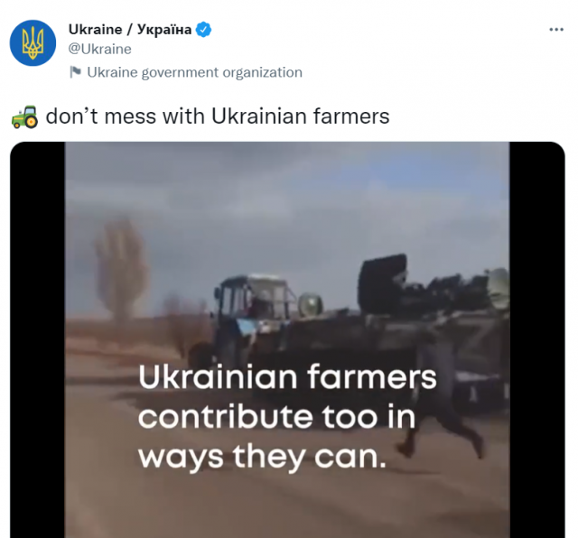 Screenshot of the popular video of Ukrainian farmers